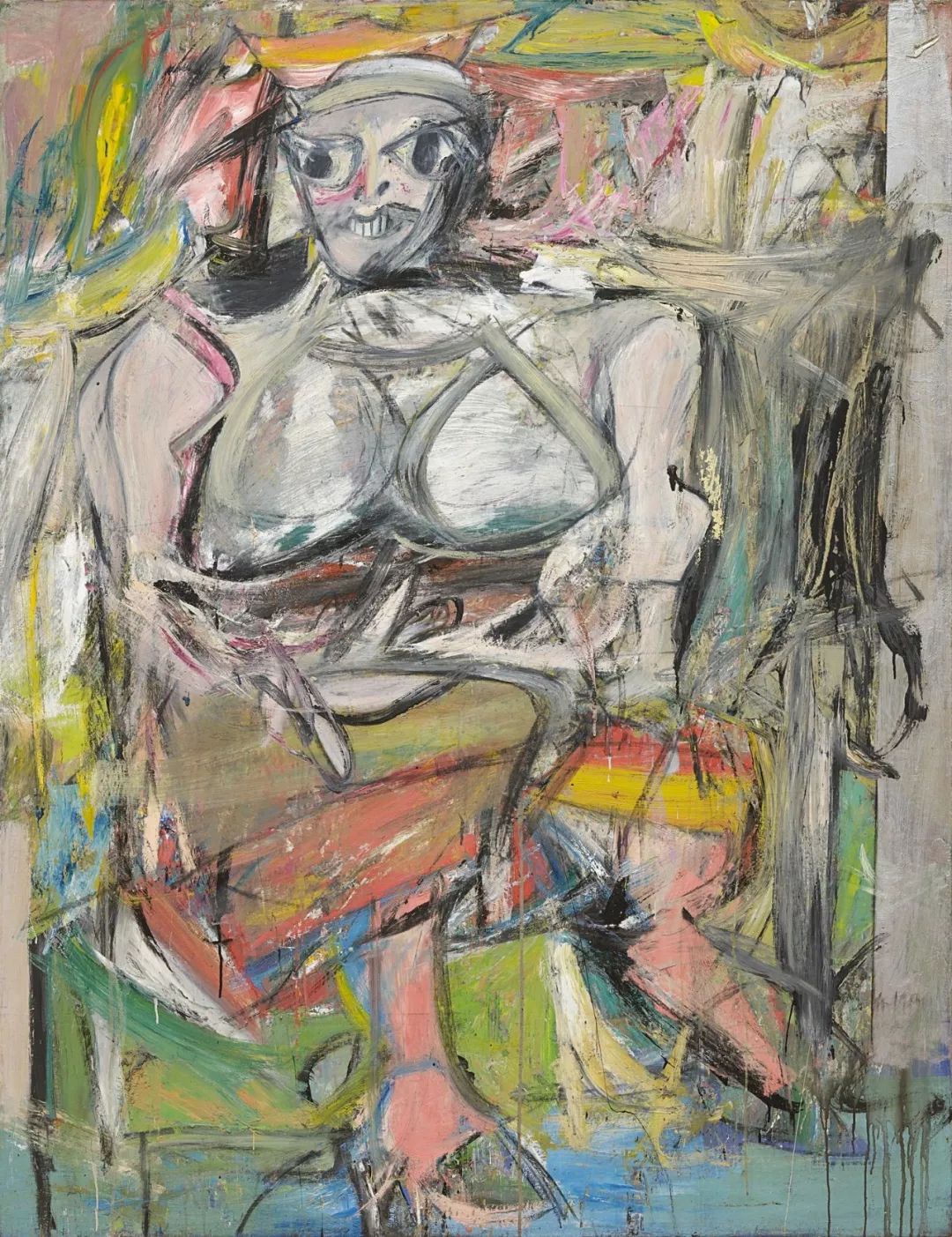 脑科学 画作《Woman I, 1950-1952》by Willem de Kooning